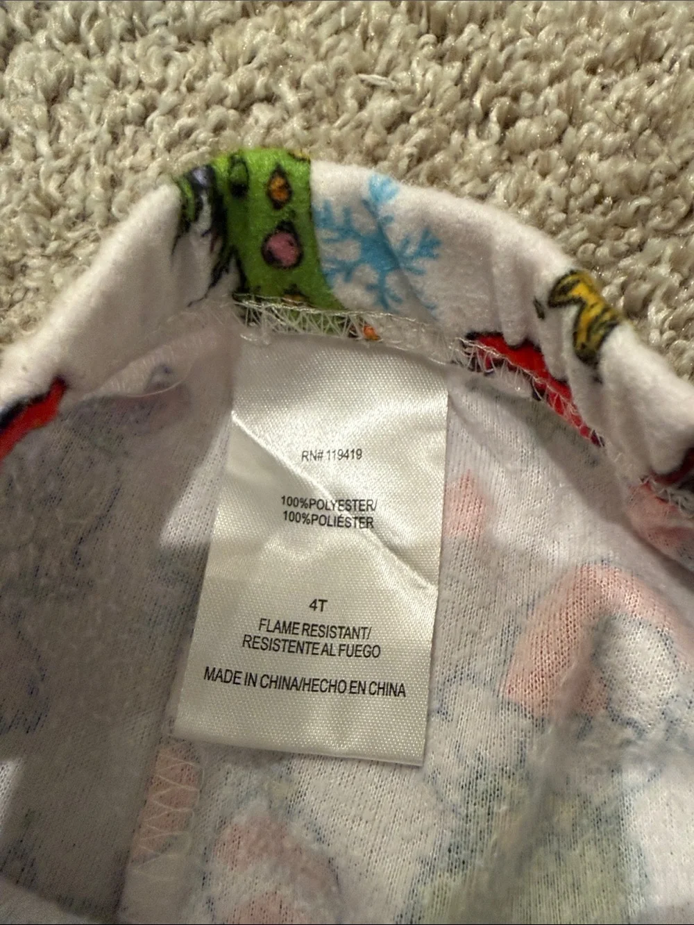 Kids Holiday Pajama Set - White & Red Grinch Print